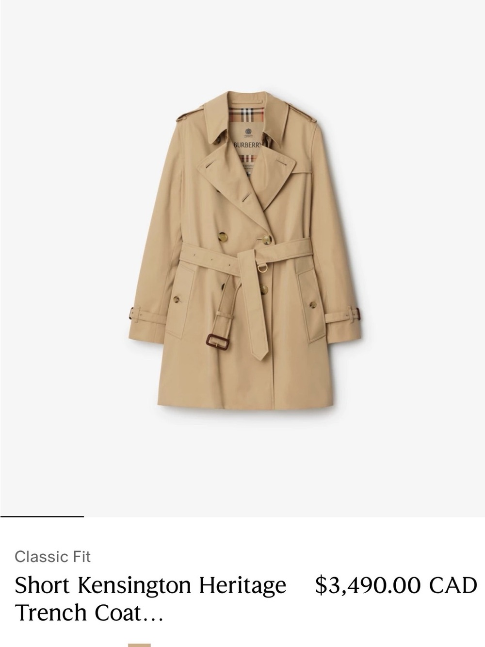 Burberry Short Kensington Heritage Trench Coat - Beige